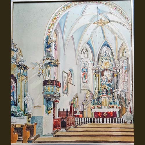 Wallfahrt Kirche Aquarell